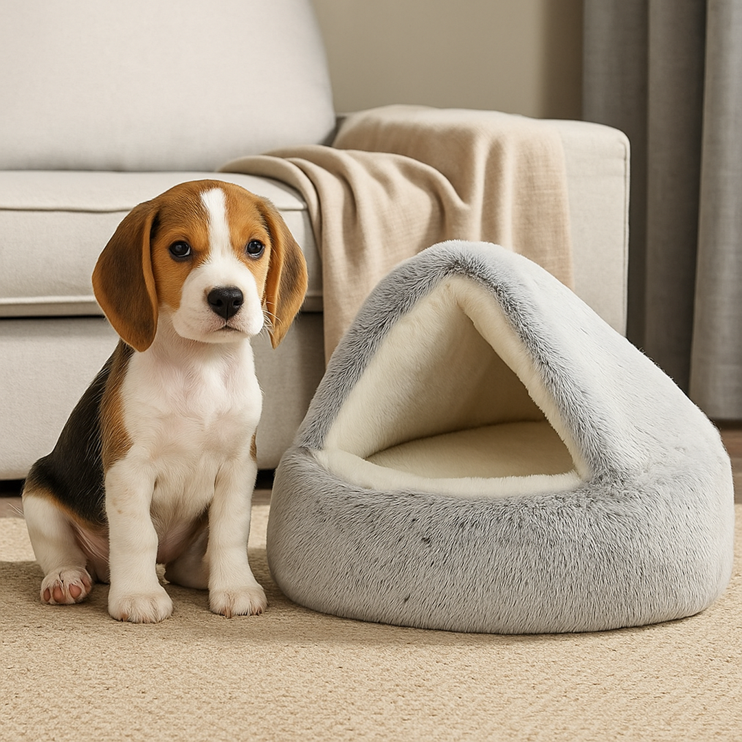 Legowisko dla psa z daszkiem – Zdejmowany pokrowiec – Antypoślizgowy spód – Pranie w pralce