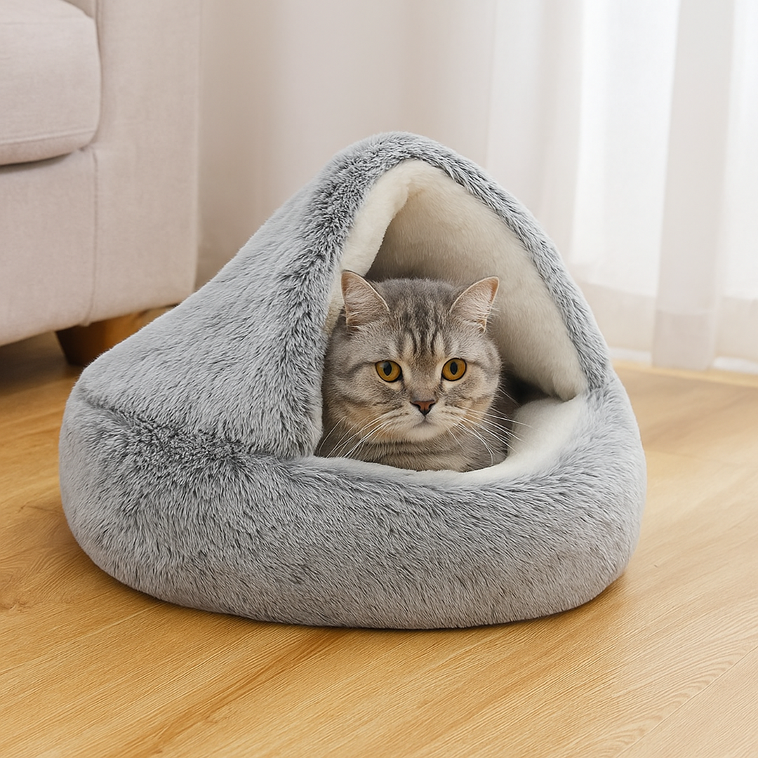 Legowisko dla psa z daszkiem – Zdejmowany pokrowiec – Antypoślizgowy spód – Pranie w pralce