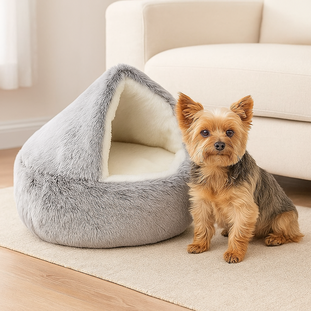 Legowisko dla psa z daszkiem – Zdejmowany pokrowiec – Antypoślizgowy spód – Pranie w pralce