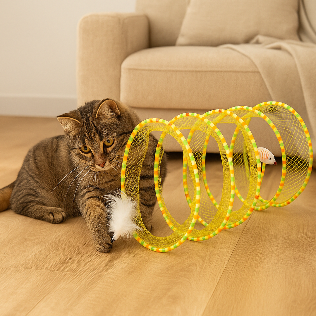 Spiralny Tunel dla Kota – Interaktywna Zabawka dla Aktywnych Kotów