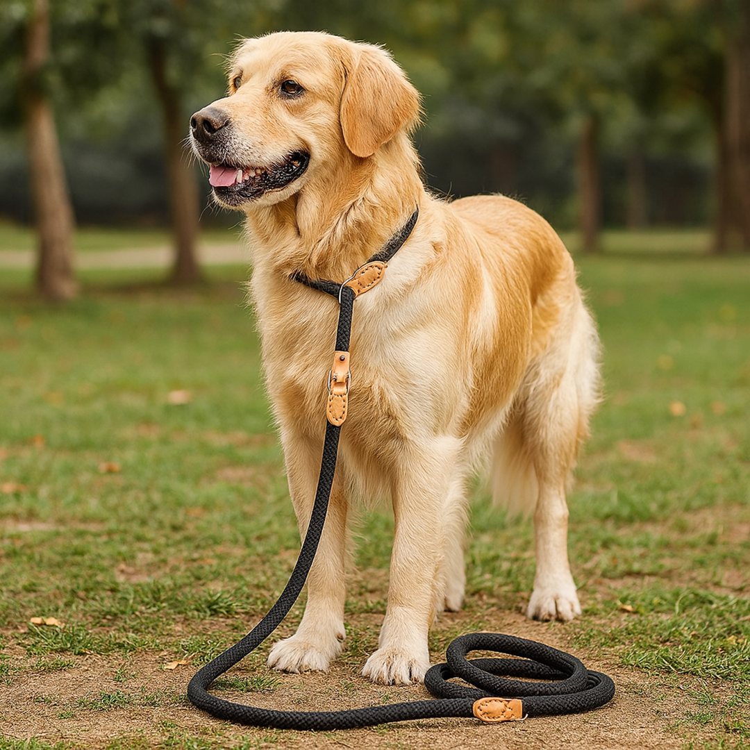 Pleciona smycz dla psa z funkcją ograniczenia ciągnięcia – Regulowana długość – Materiał pleciony