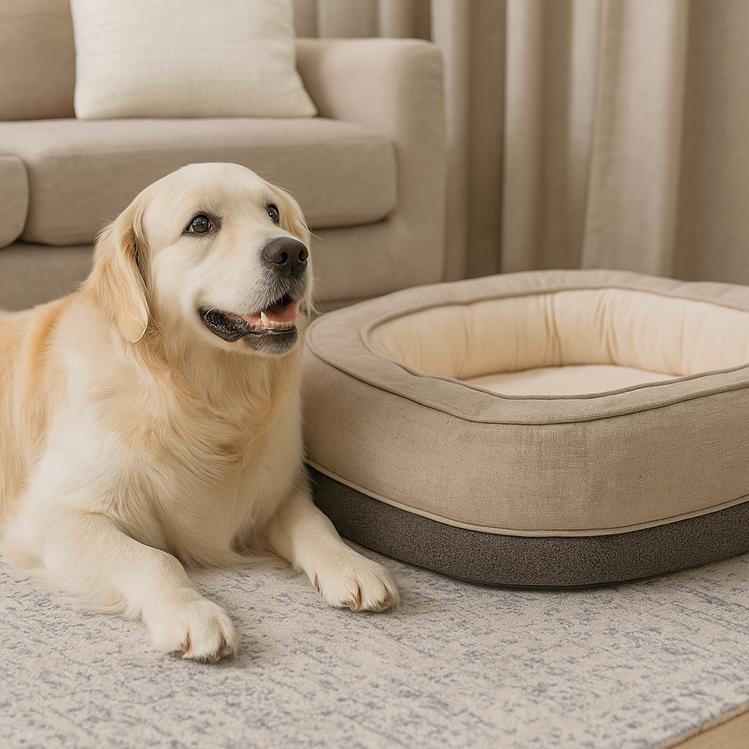 Okrągłe legowisko dla psa w kształcie donuta – Materiał tekstylny – Zdejmowany pokrowiec – Antypoślizgowy spód
