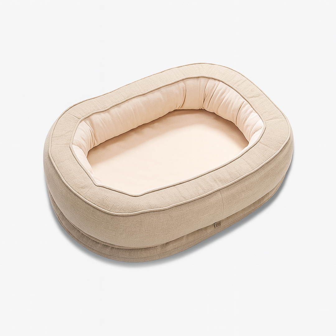 Okrągłe legowisko dla psa w kształcie donuta – Materiał tekstylny – Zdejmowany pokrowiec – Antypoślizgowy spód