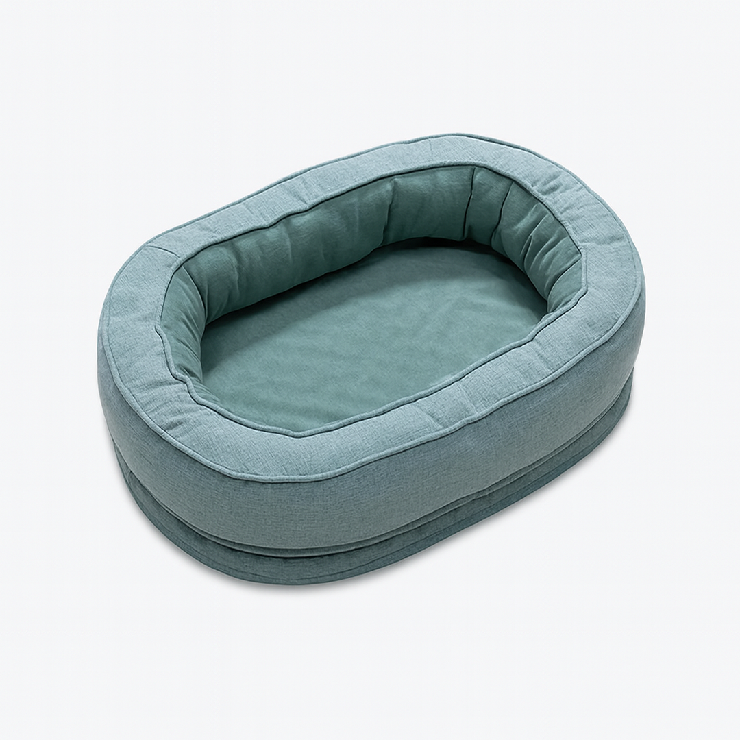 Okrągłe legowisko dla psa w kształcie donuta – Materiał tekstylny – Zdejmowany pokrowiec – Antypoślizgowy spód