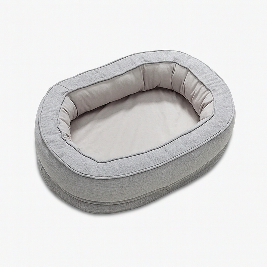 Okrągłe legowisko dla psa w kształcie donuta – Materiał tekstylny – Zdejmowany pokrowiec – Antypoślizgowy spód