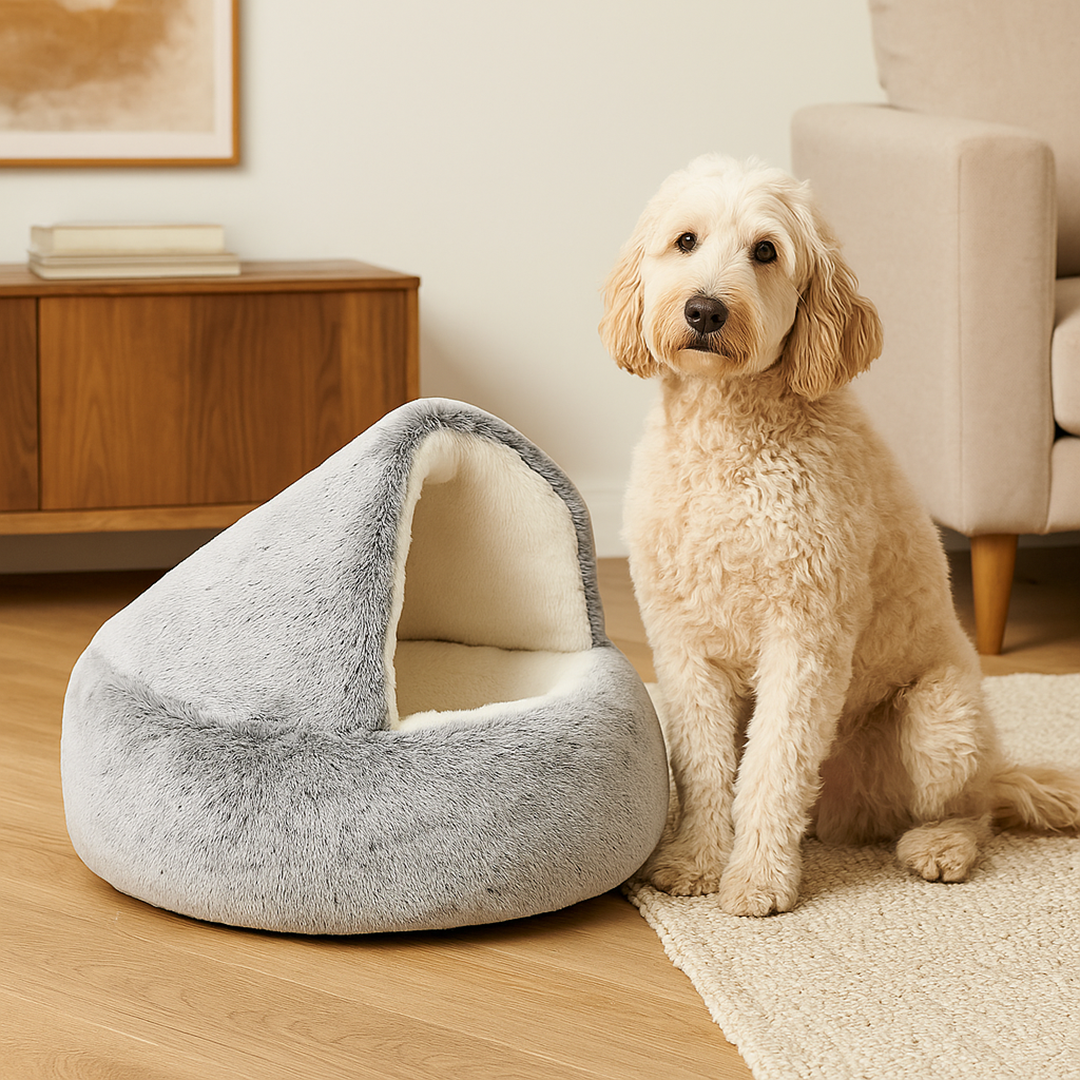 Legowisko dla psa z daszkiem – Zdejmowany pokrowiec – Antypoślizgowy spód – Pranie w pralce