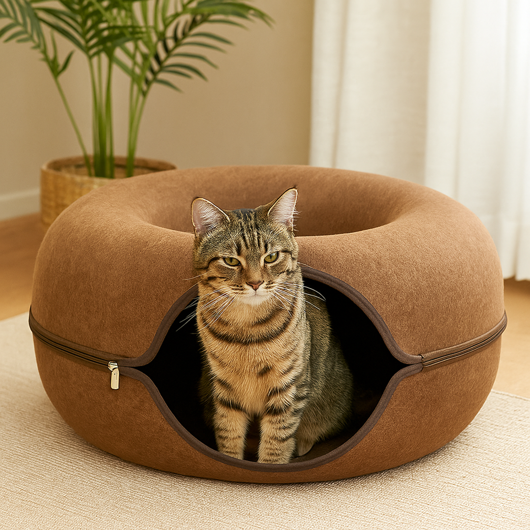 Tunel legowisko dla kota z filcu – Składana konstrukcja – Pokrowiec do prania