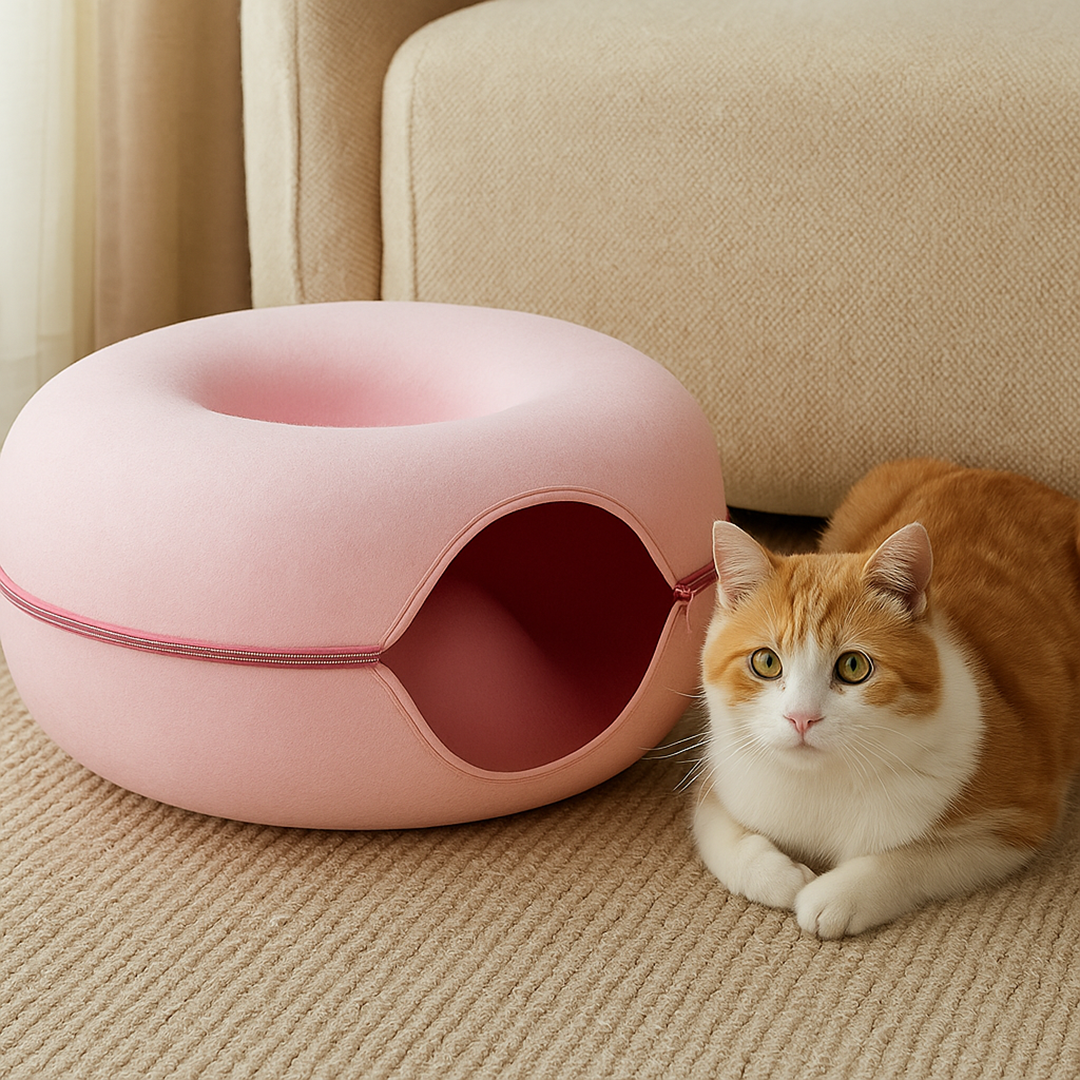 Tunel legowisko dla kota z filcu – Składana konstrukcja – Pokrowiec do prania