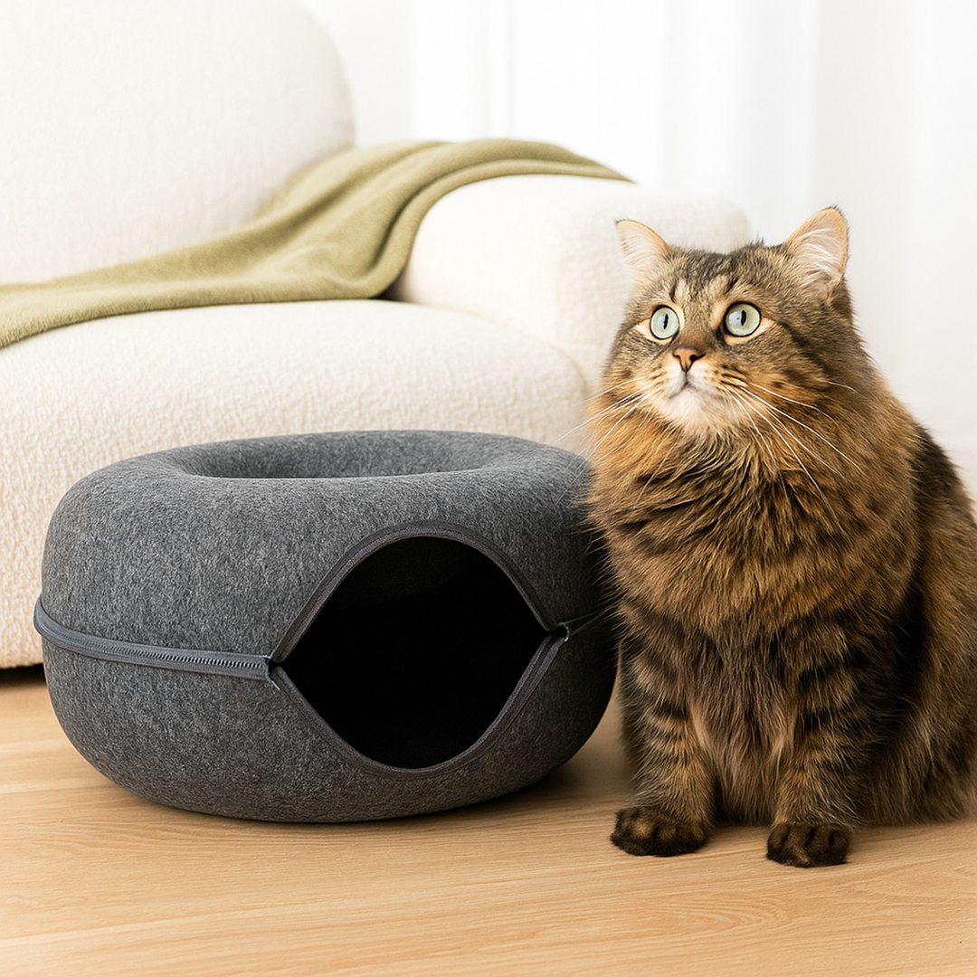 Tunel legowisko dla kota z filcu – Składana konstrukcja – Pokrowiec do prania
