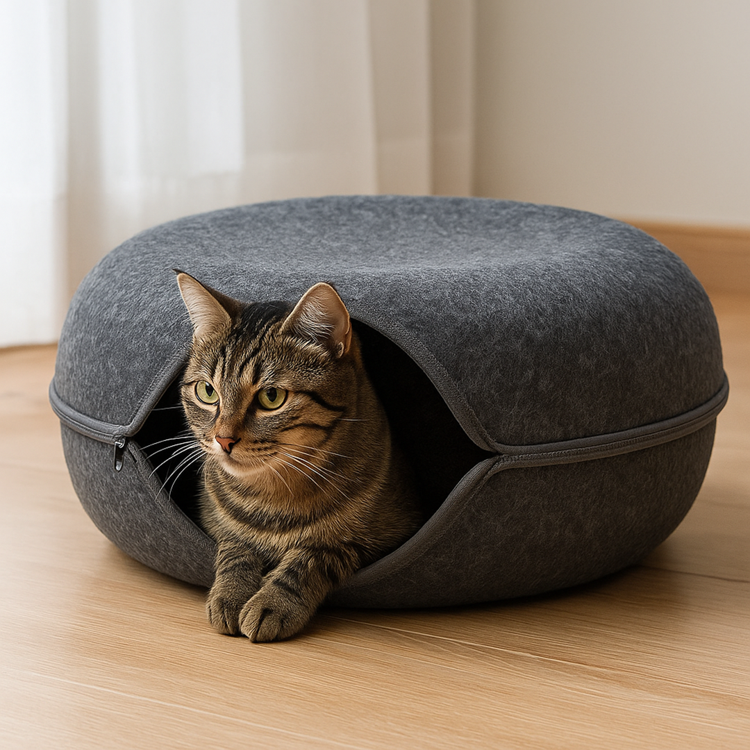 Tunel legowisko dla kota z filcu – Składana konstrukcja – Pokrowiec do prania