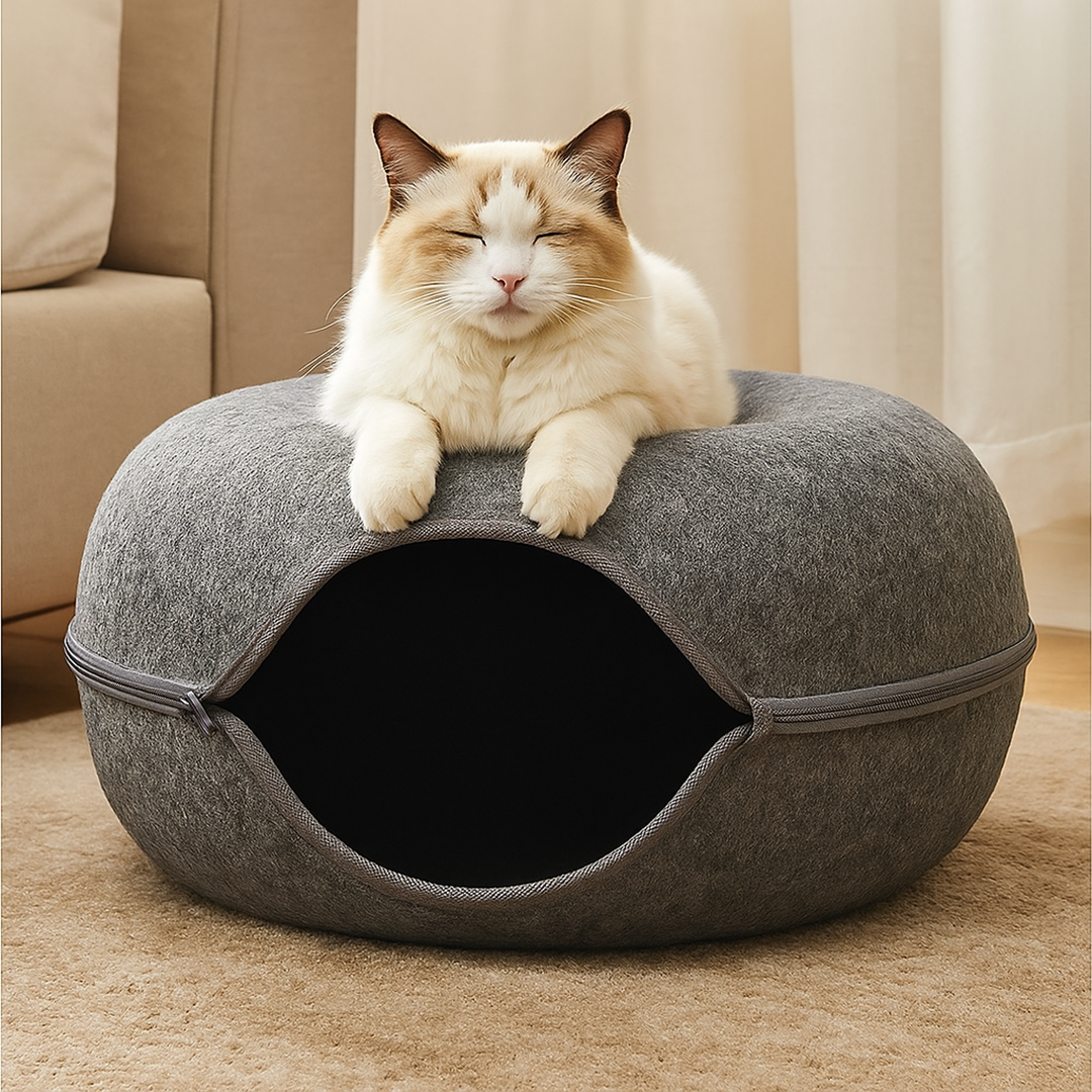 Tunel legowisko dla kota z filcu – Składana konstrukcja – Pokrowiec do prania