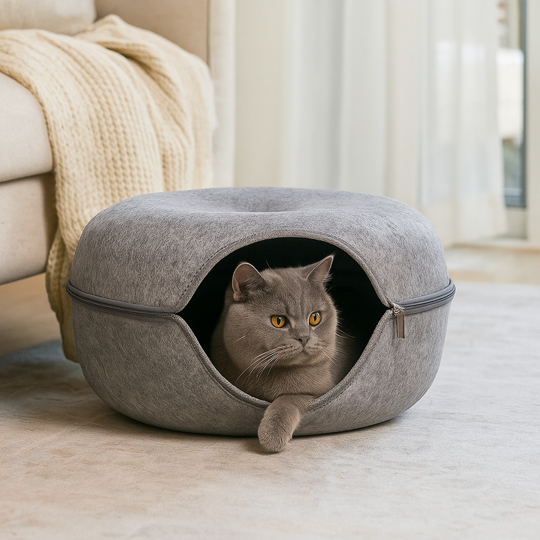 Tunel legowisko dla kota z filcu – Składana konstrukcja – Pokrowiec do prania