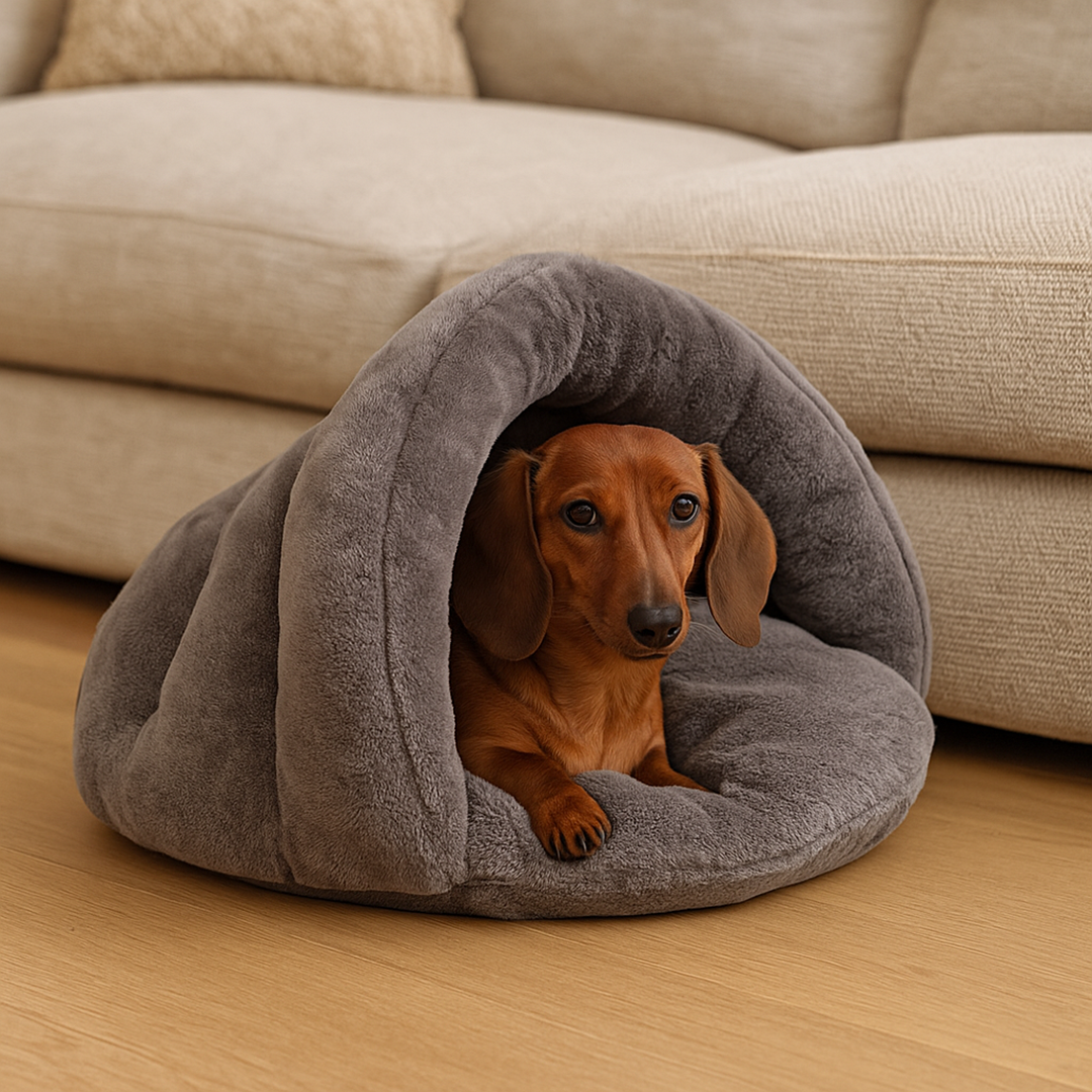 Legowisko w kształcie jaskini dla małych psów – Zdejmowany pokrowiec – Antypoślizgowy spód – Materiał tekstylny