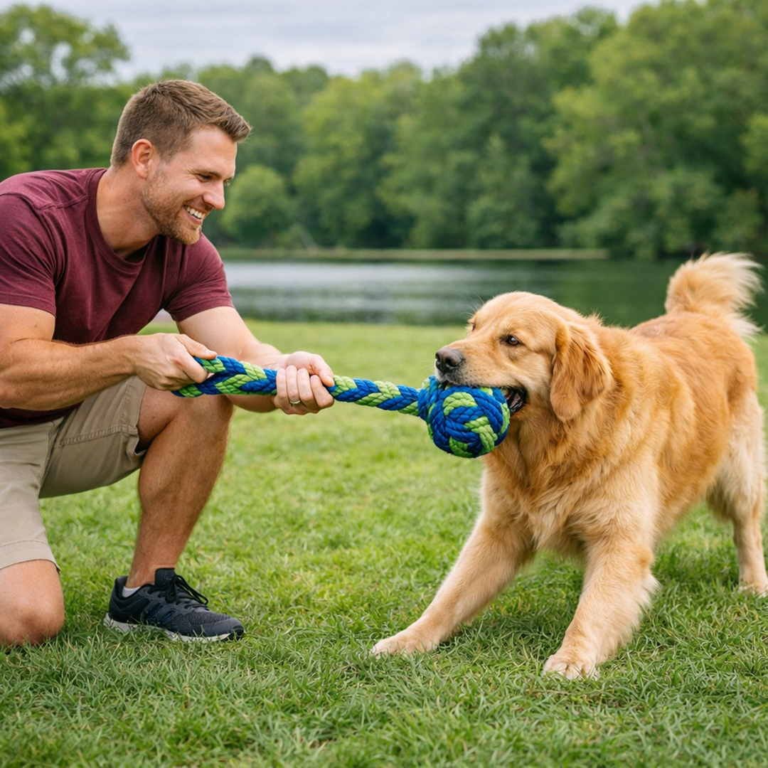 Wytrzymała zabawka do przeciągania z uchwytem dla psów